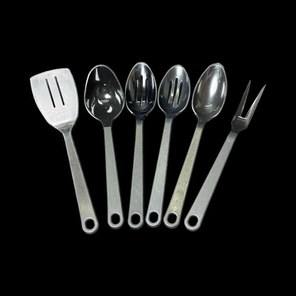 Vintage Tailor Made Black Plastic Kitchen Serving Utensil Set Lot Of 6